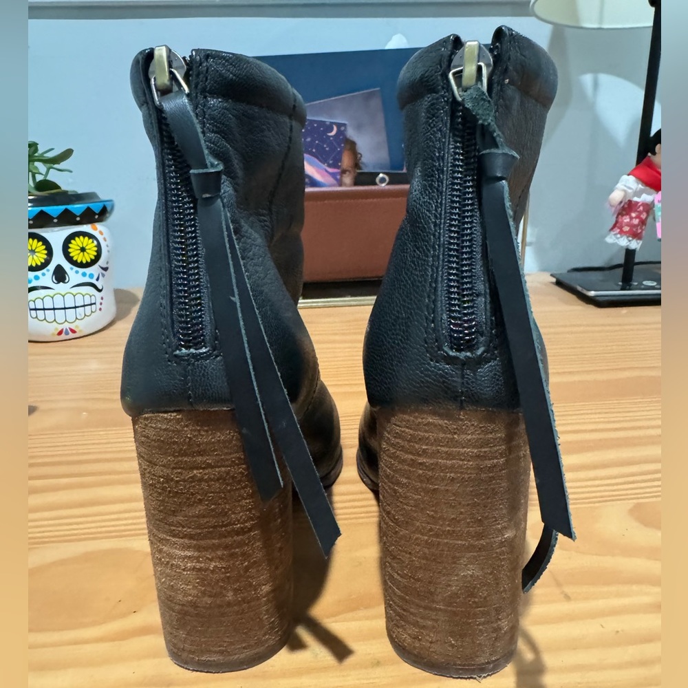Jeffrey Campbell Chunky Heel Black Leather Ankle Boots - Picture 2 of 5